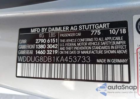 2019 Mercedes-Benz S 560 from USA, damaged, VIN WDDUG8DB1KA453733